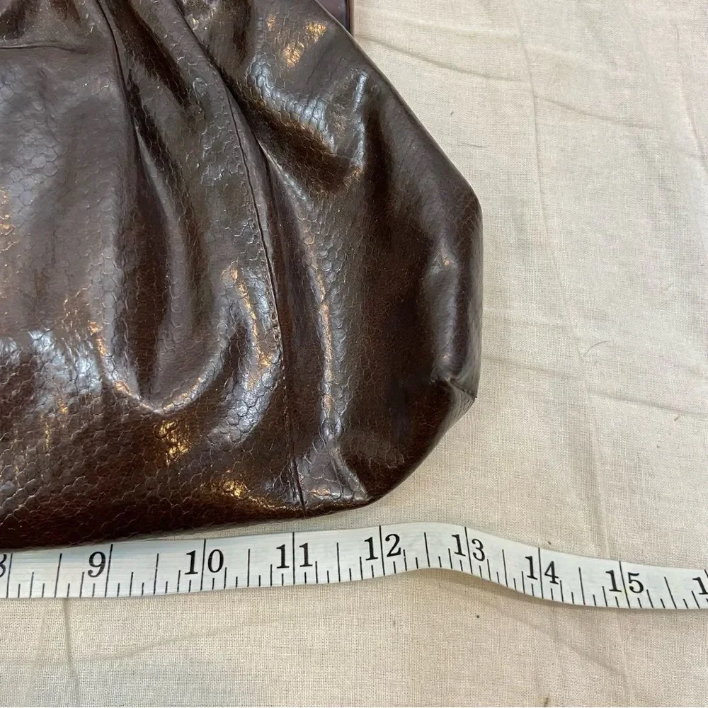 Vintage Brown Vinyl Faux Leather Clutch with Tortoiseshell Plastic‎ Handle 60s